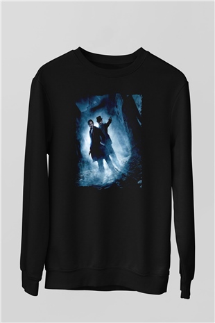 Unisex Sherlock Holmes Gölge Oyunları (Sherlock Holmes A Game of Shadows) Baskılı Siyah Sweatshirt