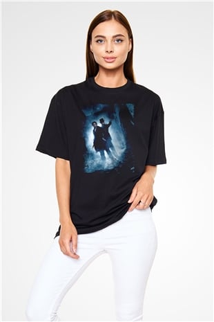 Unisex Sherlock Holmes Gölge Oyunları (Sherlock Holmes A Game of Shadows) Baskılı Siyah Oversize T-shirt