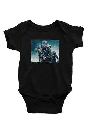 Unisex Shershaah Baskılı Siyah Bebek Body - Zıbın