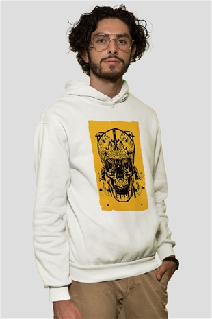 Unisex Sicario Baskılı Beyaz Kapüşonlu Sweatshirt