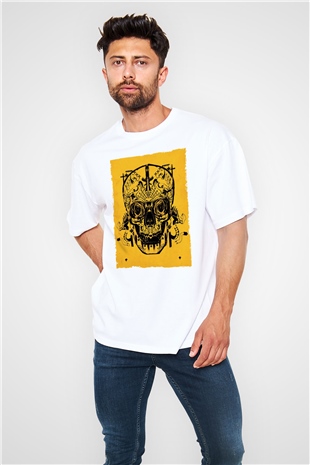 Unisex Sicario Baskılı Beyaz Oversize Oversize T-shirt