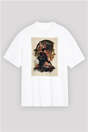 Unisex Sicario Baskılı Beyaz Oversize Tişört