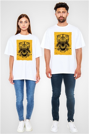 Unisex Sicario Baskılı Beyaz Oversize Oversize T-shirt