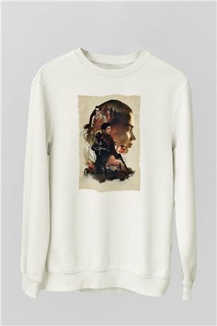 Unisex Sicario Baskılı Beyaz Sweatshirt