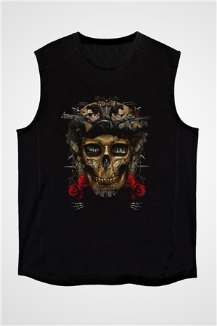 Unisex Sicario Day of the Soldado Baskılı Siyah Kolsuz T-shirt