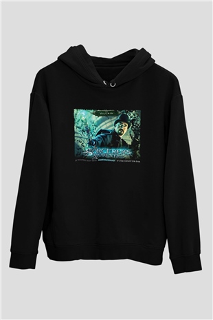 Unisex Sihirbazın Çırağı (The Sorcerers Apprentice) Baskılı Siyah Unisex Kapüşonlu Sweatshirt