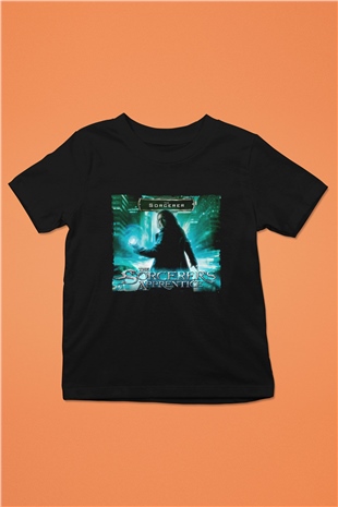 Unisex Sihirbazın Çırağı (The Sorcerers Apprentice) Baskılı Siyah Çocuk Tshirt