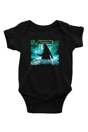 Unisex Sihirbazın Çırağı (The Sorcerers Apprentice) Baskılı Siyah Bebek Body - Zıbın