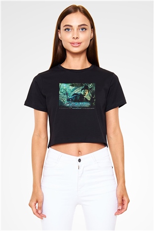 Unisex Sihirbazın Çırağı (The Sorcerers Apprentice) Baskılı Siyah Unisex Crop Top Tshirt