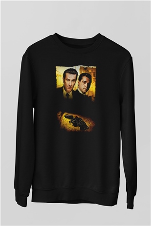 Unisex Sıkı Dostlar (Goodfellas) Baskılı Siyah Sweatshirt
