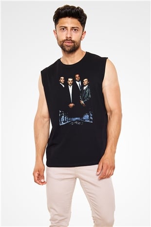Unisex Sıkı Dostlar (Goodfellas) Baskılı Siyah Kolsuz Tshirt