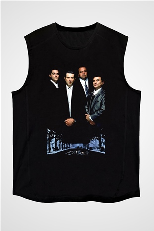 Unisex Sıkı Dostlar (Goodfellas) Baskılı Siyah Kolsuz Tshirt