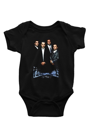 Unisex Sıkı Dostlar (Goodfellas) Baskılı Siyah Bebek Body - Zıbın