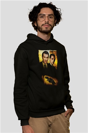 Unisex Sıkı Dostlar (Goodfellas) Baskılı Siyah Kapüşonlu Sweatshirt