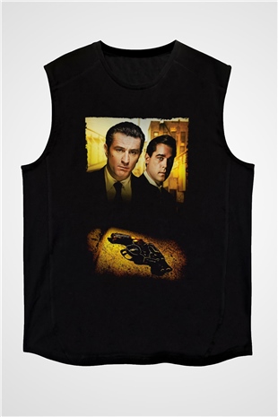 Unisex Sıkı Dostlar (Goodfellas) Baskılı Siyah Kolsuz Tişört