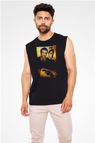 Unisex Sıkı Dostlar (Goodfellas) Baskılı Siyah Kolsuz Tişört