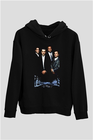 Unisex Sıkı Dostlar (Goodfellas) Baskılı Siyah Kapüşonlu Sweatshirt