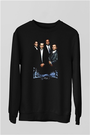 Unisex Sıkı Dostlar (Goodfellas) Baskılı Siyah Sweatshirt