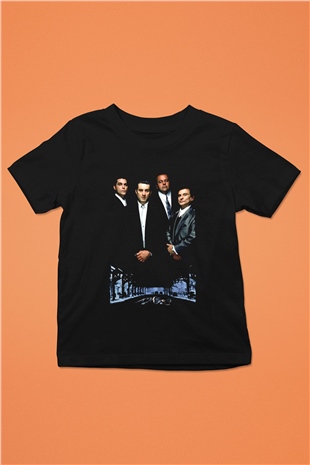 Unisex Sıkı Dostlar (Goodfellas) Baskılı Siyah Çocuk Tshirt