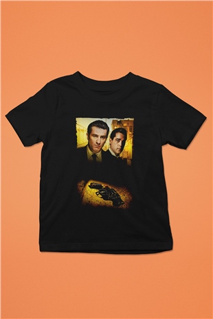 Unisex Sıkı Dostlar (Goodfellas) Baskılı Siyah Çocuk Tişört