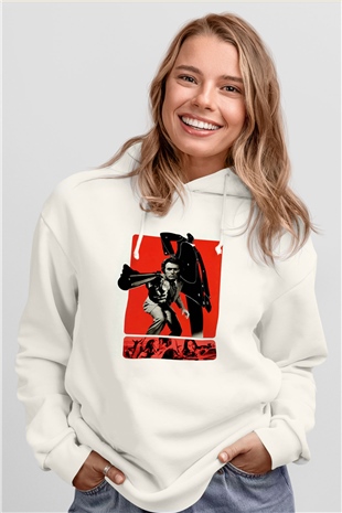 Unisex Silahın Gücü (Magnum Force) Baskılı Beyaz Kapüşonlu Sweatshirt