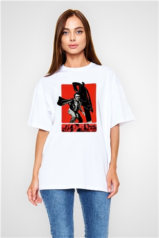 Unisex Silahın Gücü (Magnum Force) Baskılı Beyaz Oversize Tişört
