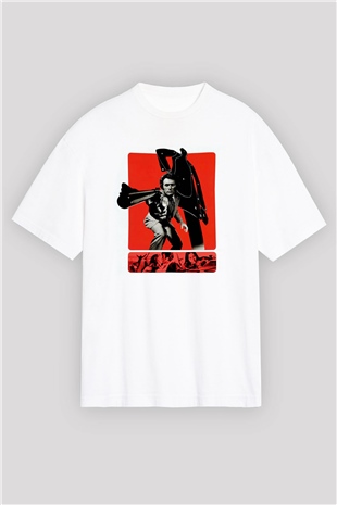 Unisex Silahın Gücü (Magnum Force) Baskılı Beyaz Oversize Tişört