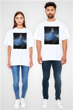 Unisex Sindirella - Cinderella Baskılı Beyaz Oversize Tişört