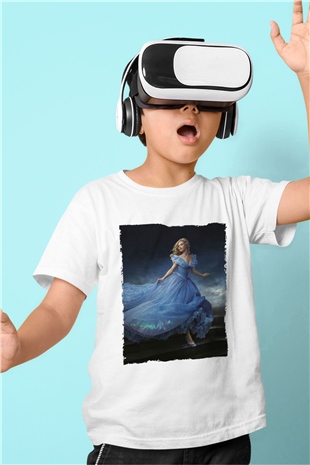 Unisex Sindirella - Cinderella Baskılı Beyaz Çocuk Tişört