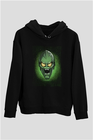 Unisex Sinister Six Baskılı Siyah Kapüşonlu Sweatshirt