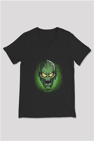 Unisex Sinister Six Baskılı Siyah V Yaka Tshirt