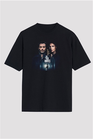Unisex Sırtımdaki Bıçaklar (All the Old Knives) Baskılı Siyah Oversize T-shirt