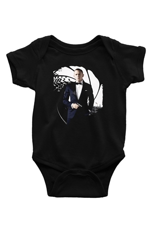Unisex Skyfall Baskılı Siyah Bebek Body - Zıbın