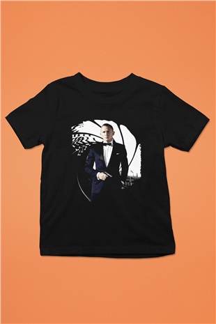 Unisex Skyfall Baskılı Siyah Çocuk Tişört