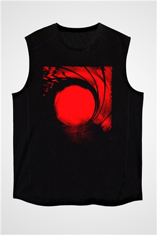 Unisex Skyfall Baskılı Siyah Kolsuz T-shirt