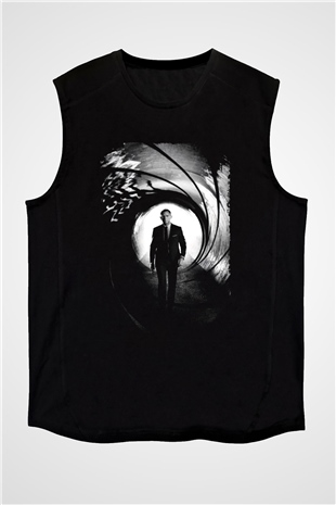 Unisex Skyfall Baskılı Siyah Kolsuz Tshirt