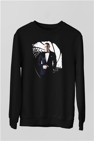 Unisex Skyfall Baskılı Siyah Sweatshirt