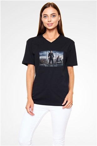 Unisex Son Cadı Avcısı (The Last Witch Hunter) Baskılı Siyah V Yaka Tshirt