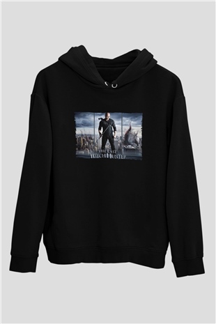 Unisex Son Cadı Avcısı (The Last Witch Hunter) Baskılı Siyah Kapüşonlu Sweatshirt