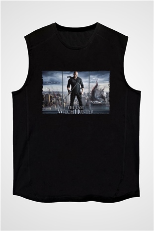 Unisex Son Cadı Avcısı (The Last Witch Hunter) Baskılı Siyah Kolsuz Tshirt