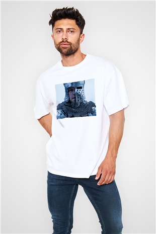 Unisex Son Düello (The Last Duel) Baskılı Beyaz Oversize T-shirt