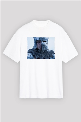 Unisex Son Düello (The Last Duel) Baskılı Beyaz Oversize T-shirt