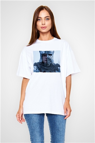 Unisex Son Düello (The Last Duel) Baskılı Beyaz Oversize T-shirt