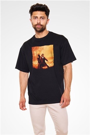 Unisex Son Samuray (The Last Samurai) Baskılı Siyah Oversize Tshirt
