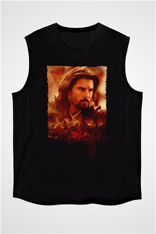 Unisex Son Samuray (The Last Samurai) Baskılı Siyah Kolsuz T-shirt