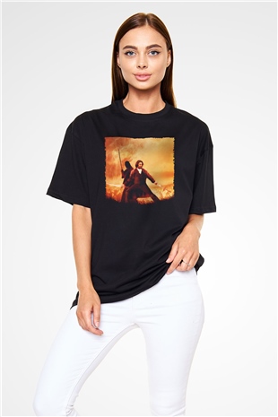 Unisex Son Samuray (The Last Samurai) Baskılı Siyah Oversize Tshirt