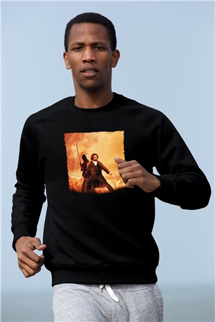 Unisex Son Samuray (The Last Samurai) Baskılı Siyah Sweatshirt
