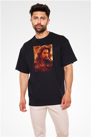 Unisex Son Samuray (The Last Samurai) Baskılı Siyah Oversize T-shirt