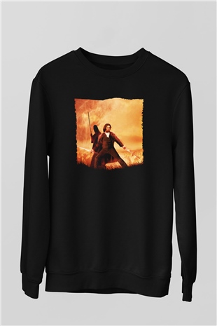 Unisex Son Samuray (The Last Samurai) Baskılı Siyah Sweatshirt