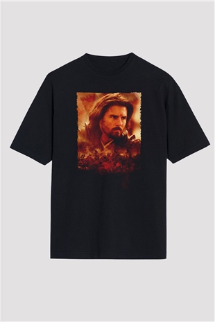 Unisex Son Samuray (The Last Samurai) Baskılı Siyah Oversize T-shirt